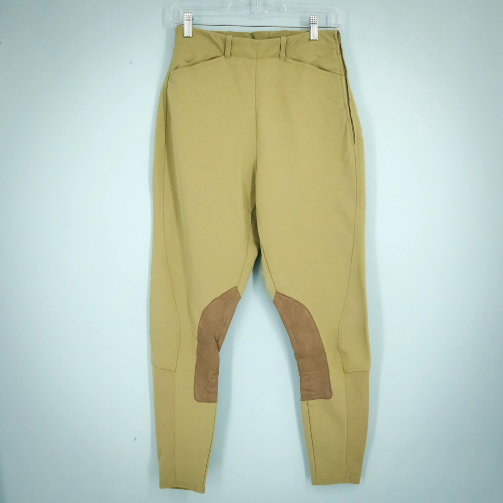 Ariat 26 L Size 6 L Long Khaki Pull On Leather Knee Equestrian Breeches Pants